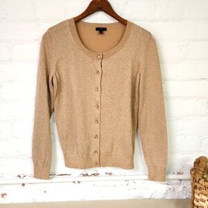 - Talbots Lambswool Blend  Gold Cardigan Size Small Holiday !